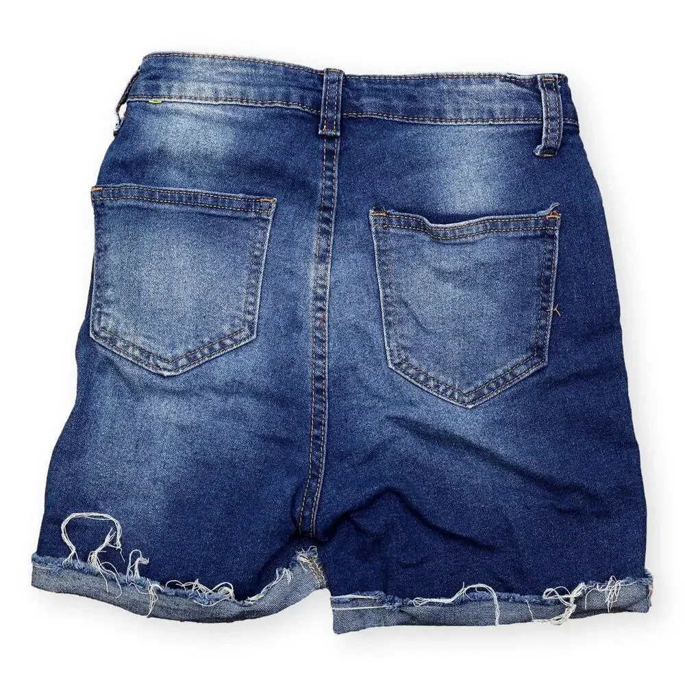 Shein Teen Cut Off Distressed Jean Shorts High Rise 5 Pocket Size 12-13Y